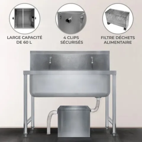 Capacité bac a graisse restaurant de 25 à 80 couverts