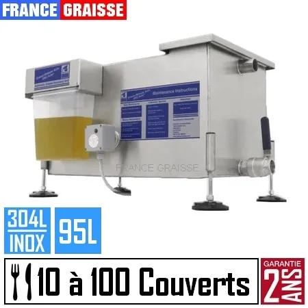 bac à graisse automatique restaurant 100 couverts jour inox professionnel - 95L
