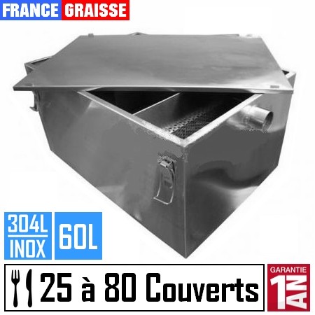 bac a graisse restaurant sous plonge en inox de 25 à 80 couverts jour - 60L